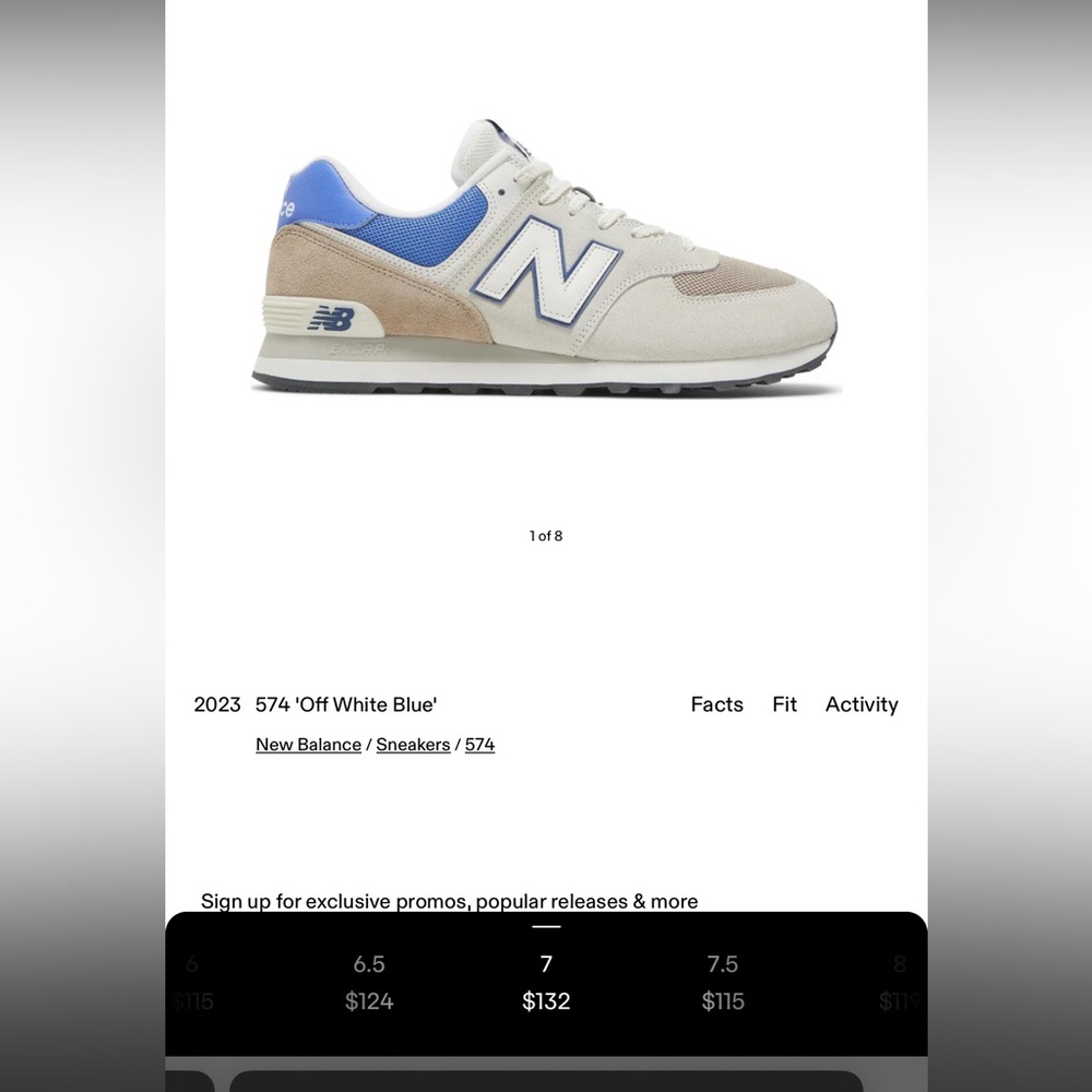NEW BALANCE 574 “off white blue” shoes size 8.5 women’s/7 men’s
